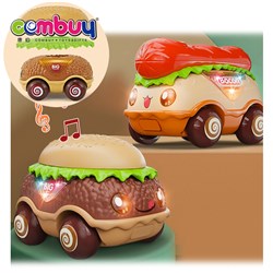 KB002822 KB002823 - Cartoon food vehicle lighting musical recording diy kids pull back car toy